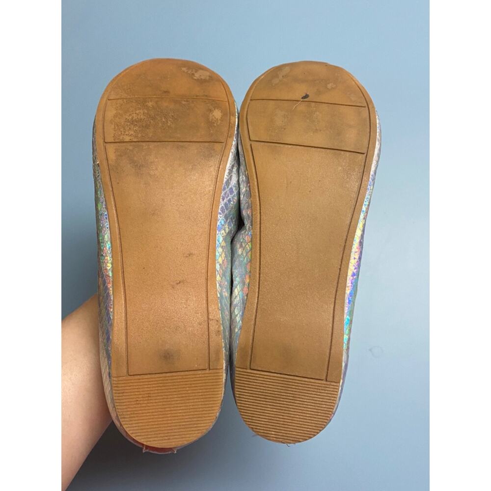 Girls Nordstrom Sz 3M Elise Ballet Flats w/Bow Rainbow Iridescent - Picture 10 of 14